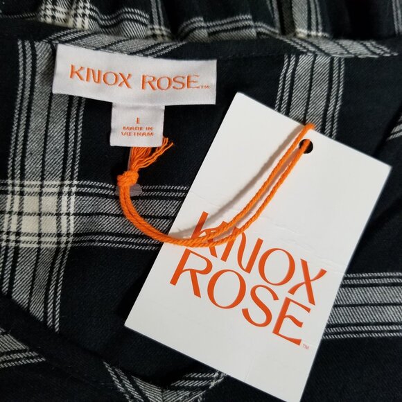 NEW Knox Rose Plaid Flannnel Babydoll Dress L Womens casual Boho Cottagecore - Picture 7 of 9